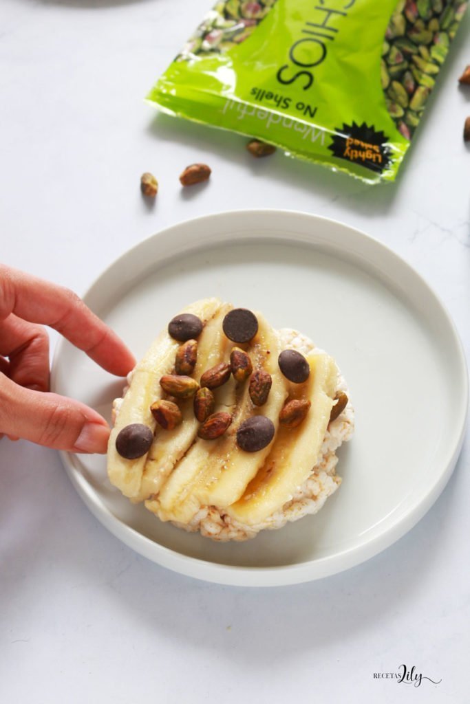 3 snacks saludables muy fáciles con galletas de arroz y pistachos - Recetas  Lily